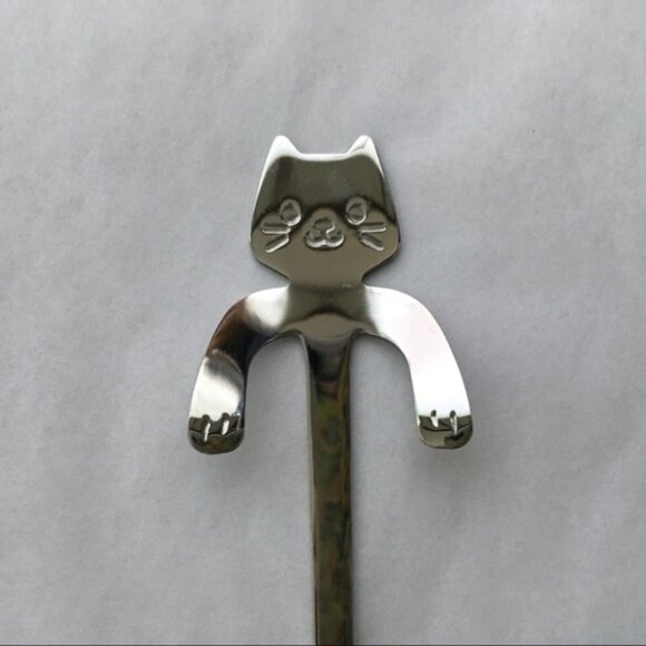 Cat Spoons Tea Spoons Stirrers Cup Hugging Kitty Cats Stainless Steel 2 PC Set - Picture 7 of 16